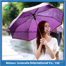 Articles cadeaux Anti UV 3 Fold Compact Auto Open Ladies Umbrella